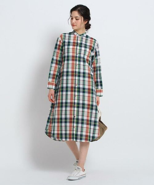 セール Lサイズあり 洗える マドラスチェックシャツワンピース ミニ丈 ひざ丈ワンピース Dessin デッサン ファッション通販 タカシマヤファッションスクエア