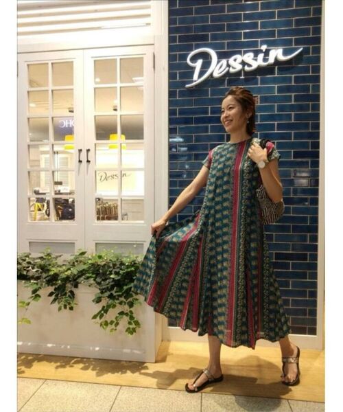 セール Sサイズあり 洗える インド綿プリントワンピース ミニ丈 ひざ丈ワンピース Dessin デッサン ファッション通販 タカシマヤファッションスクエア