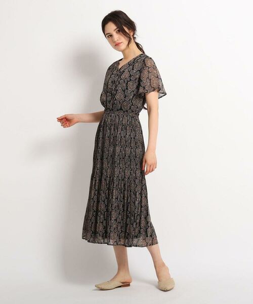 セール ペイズリー楊柳フリル袖ワンピース ミニ丈 ひざ丈ワンピース Dessin デッサン ファッション通販 タカシマヤファッションスクエア