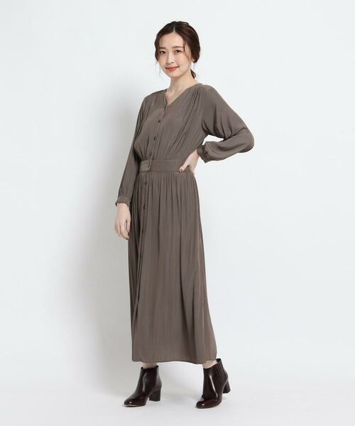 セール Xsサイズあり 洗える パウダーサテン Vネックワンピース ミニ丈 ひざ丈ワンピース Dessin デッサン ファッション通販 タカシマヤファッションスクエア