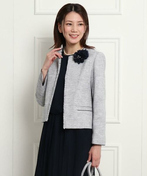 セール ママスーツ 入学式 スーツ 卒業式 スーツ S Lサイズあり ツイードノーカラージャケット セットアップ Dessin デッサン ファッション通販 タカシマヤファッションスクエア