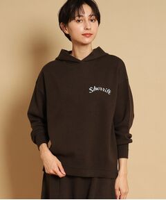 【リンクコーデ・洗える】スウェットライクロゴフーデッドニット（XS～L）