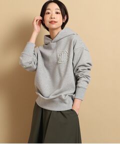 【洗える】パール調刺繍フーデッドパーカ