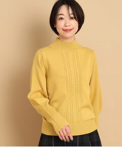 【洗える】ケーブル編みハイネックロングリブニット（XS～L）