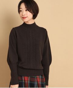 【洗える】ケーブル編みハイネックロングリブニット（XS～L）