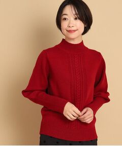 【洗える】ケーブル編みハイネックロングリブニット（XS～L）