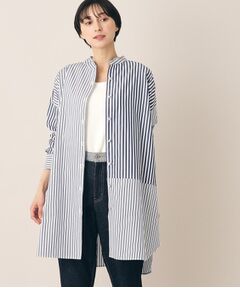 【洗える】ストライプロングシャツ