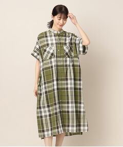 アソート柄ロングシャツワンピース