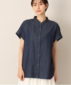 Dessin / デッサン シャツ・ブラウス | リネンブレンドデニムフリルシャツ