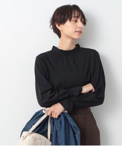 【洗える】ネックフリルロングスリーブTシャツ（XS～L）