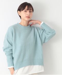 【洗える】ショート丈ワイドクルーネックニット（XS～L）