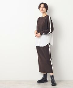 【セットアップ企画・洗える】シャツ付きニット＆スカート