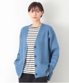 【洗える】ヘアリーボタン付きVネックカーディガン