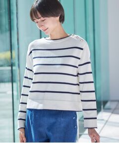 Dessin / デッサン ニット・セーター | 【洗える】肩ボタン付きボーダーニット（XS～L）
