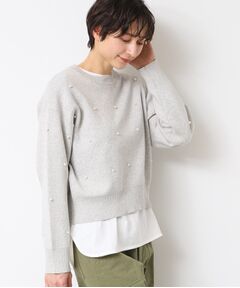 Dessin / デッサン ニット・セーター | 【洗える】パール調付きクロップド丈ニット（S～L）