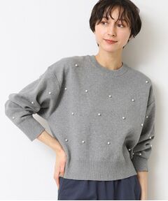 Dessin / デッサン ニット・セーター | 【洗える】パール調付きクロップド丈ニット（S～L）