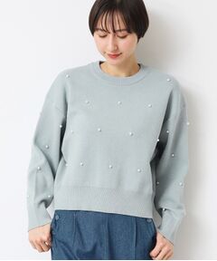 Dessin / デッサン ニット・セーター | 【洗える】パール調付きクロップド丈ニット（S～L）