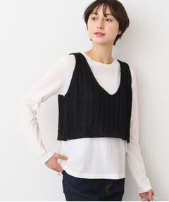 Dessin / デッサン ベスト | 【洗える】クロップド丈Vネックニットベスト