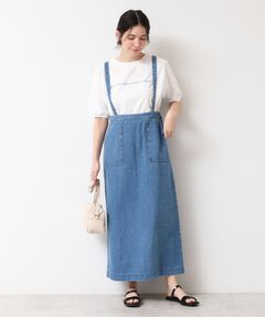 Dessin / デッサン デニムスカート | 【洗える・後ろゴム】サスペンダー付デニムスカート（S～L）