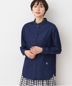 Dessin / デッサン シャツ・ブラウス | 【洗える】フリルネックデニムシャツ