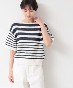 Dessin / デッサン ニット・セーター | 【洗える】スパンコールラメボーダーニット