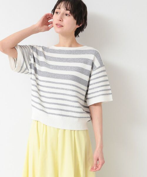 Dessin / デッサン ニット・セーター | 【洗える】スパンコールラメボーダーニット | 詳細1