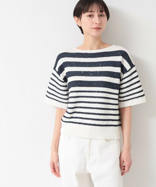 Dessin / デッサン ニット・セーター | 【洗える】スパンコールラメボーダーニット | 詳細5