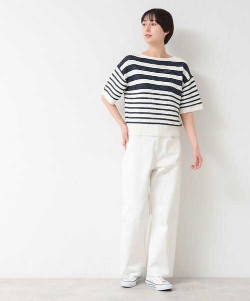 Dessin / デッサン ニット・セーター | 【洗える】スパンコールラメボーダーニット | 詳細6