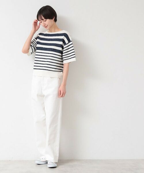 Dessin / デッサン ニット・セーター | 【洗える】スパンコールラメボーダーニット | 詳細7