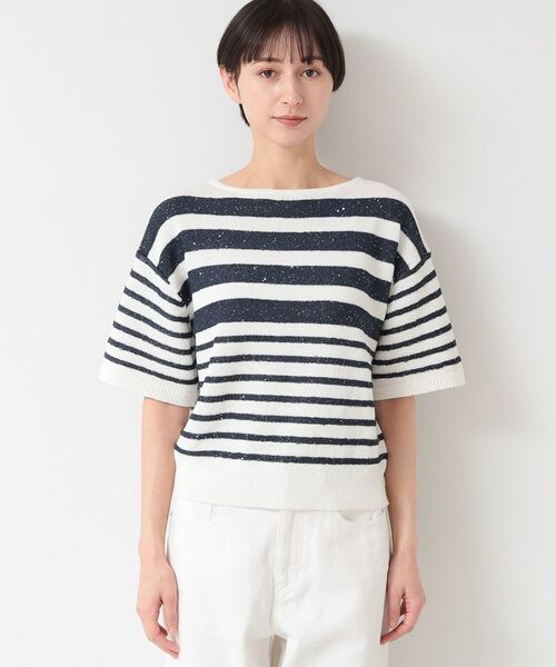 Dessin / デッサン ニット・セーター | 【洗える】スパンコールラメボーダーニット | 詳細9