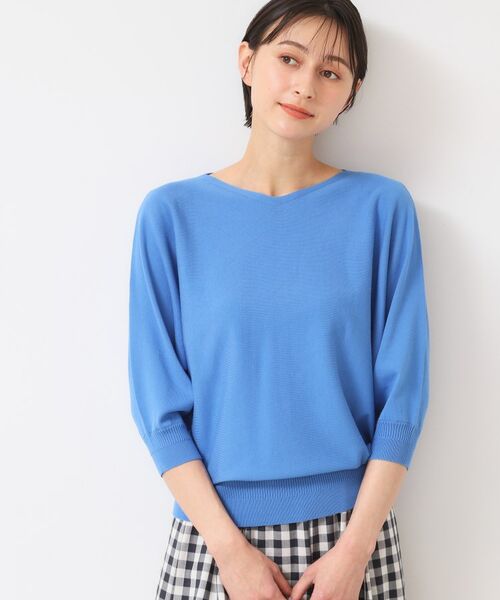 Dessin/デッサン 【選べる7色展開・洗える】後ろボタンニットプルオーバー七分袖(XS~L) ブルー(092) 00(XS) Dessin/デッサン 【選べる7色展開・洗える】後ろボタンニットプルオーバー七分袖(XS~L) ブルー(092) 00(XS)