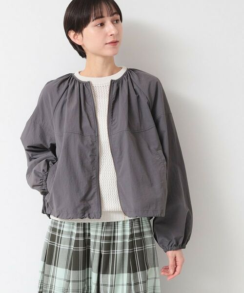 Dessin / デッサン レザーブルゾン・ジャケット | 【洗える】ギャザークルーネックブルゾン(S~L) | 詳細1