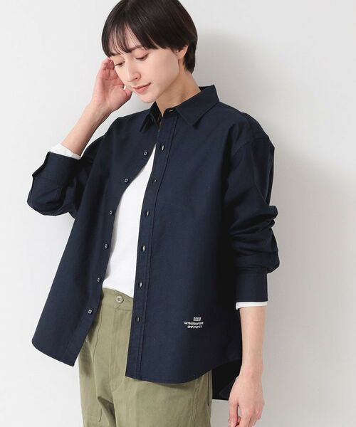 Dessin/デッサン 【ユニセックス】刺繍入りオックスシャツ ネイビー(094) 04(LL) Dessin/デッサン 【ユニセックス】刺繍入りオックスシャツ ネイビー(094) 04(LL)