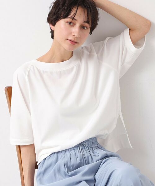 Dessin / デッサン カットソー | 【接触冷感・UV・洗える】裾リブスリット五分袖カットソー | 詳細1