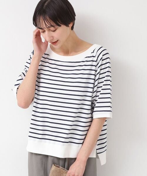 Dessin / デッサン カットソー | 【接触冷感・UV・洗える】裾リブスリット五分袖カットソー | 詳細16