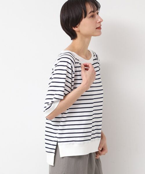 Dessin / デッサン カットソー | 【接触冷感・UV・洗える】裾リブスリット五分袖カットソー | 詳細17