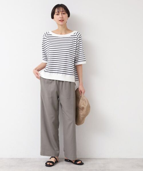 Dessin / デッサン カットソー | 【接触冷感・UV・洗える】裾リブスリット五分袖カットソー | 詳細18