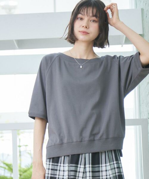 Dessin / デッサン カットソー | 【接触冷感・UV・洗える】裾リブスリット五分袖カットソー | 詳細5