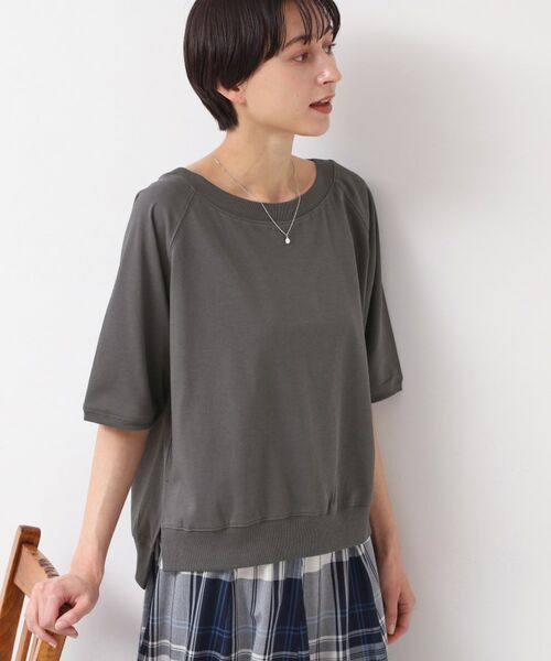 Dessin / デッサン カットソー | 【接触冷感・UV・洗える】裾リブスリット五分袖カットソー | 詳細8