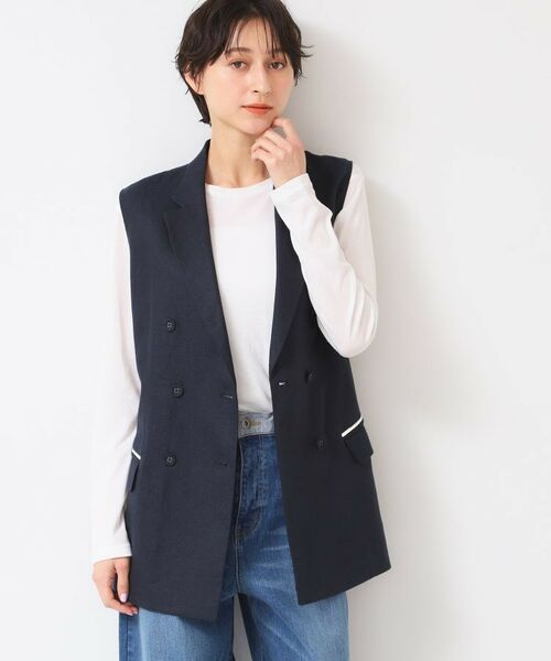 Dessin / デッサン ベスト | 【セットアップ可能・洗える】リネンスリーブレスジャケット | 詳細2