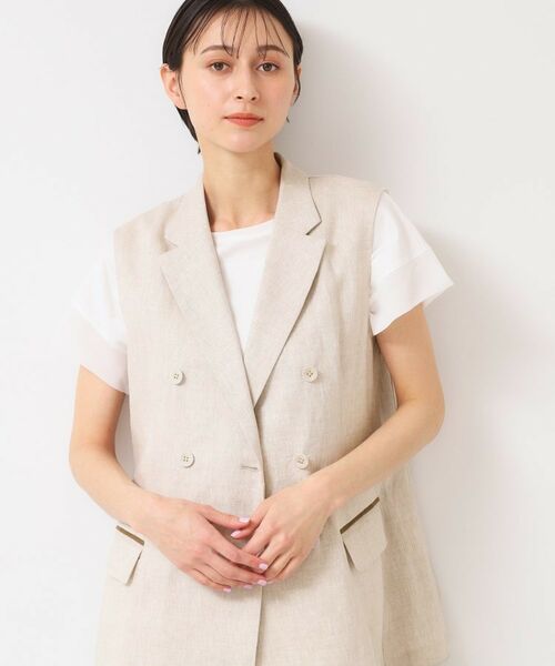 Dessin / デッサン ベスト | 【セットアップ可能・洗える】リネンスリーブレスジャケット | 詳細5