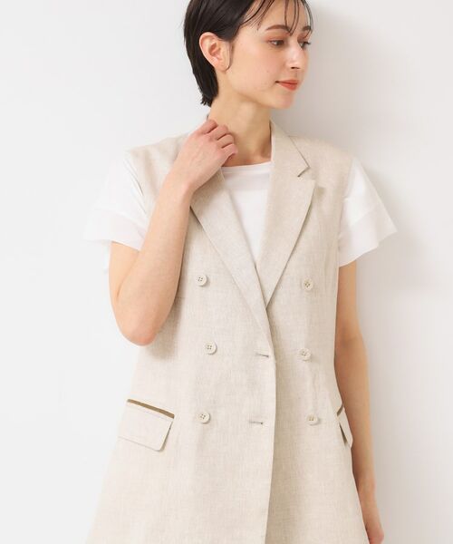 Dessin / デッサン ベスト | 【セットアップ可能・洗える】リネンスリーブレスジャケット | 詳細6