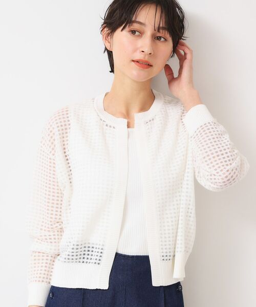 Dessin / デッサン カーディガン・ボレロ | 【洗える】チェック柄シアークルーネックカーディガン | 詳細1