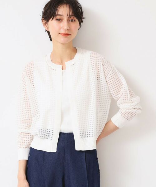 Dessin / デッサン カーディガン・ボレロ | 【洗える】チェック柄シアークルーネックカーディガン | 詳細2