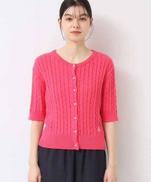 Dessin / デッサン カーディガン・ボレロ | 【洗える】半袖ケーブルニットコットンカーディガン | 詳細13