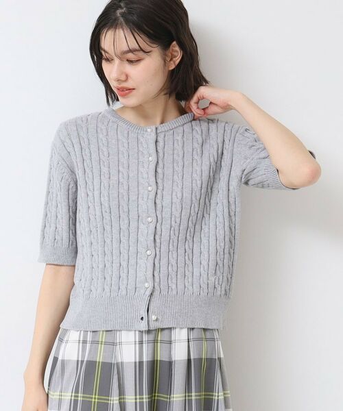 Dessin / デッサン カーディガン・ボレロ | 【洗える】半袖ケーブルニットコットンカーディガン | 詳細2