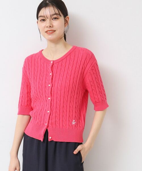 Dessin / デッサン カーディガン・ボレロ | 【洗える】半袖ケーブルニットコットンカーディガン | 詳細5