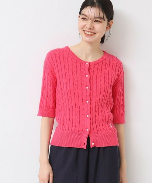 Dessin / デッサン カーディガン・ボレロ | 【洗える】半袖ケーブルニットコットンカーディガン | 詳細6