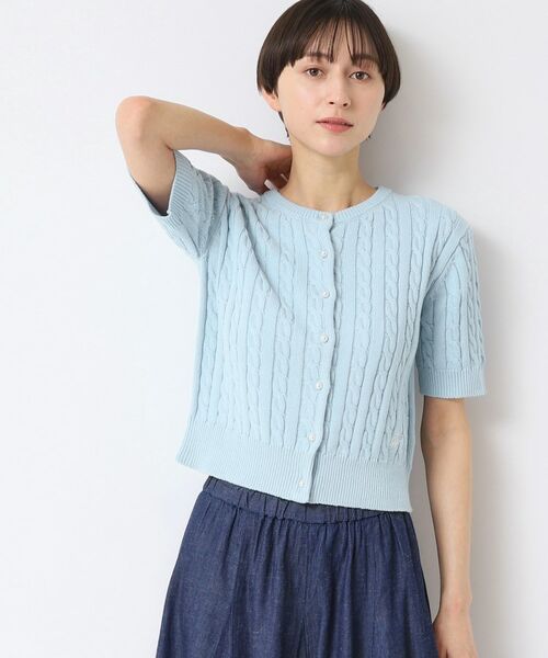 Dessin / デッサン カーディガン・ボレロ | 【洗える】半袖ケーブルニットコットンカーディガン | 詳細9