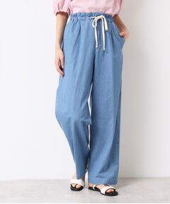 Dessin / デッサン パンツ | 【ウエストゴム・洗える】リネンブレンドデニム調イージーパンツ（XS～L）